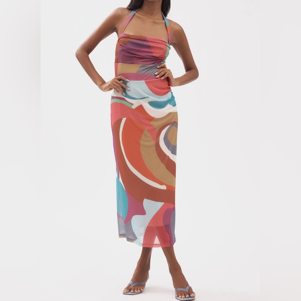 Anthropologie Multicolor Abstract Print Midi Dress - Picture 4 of 15